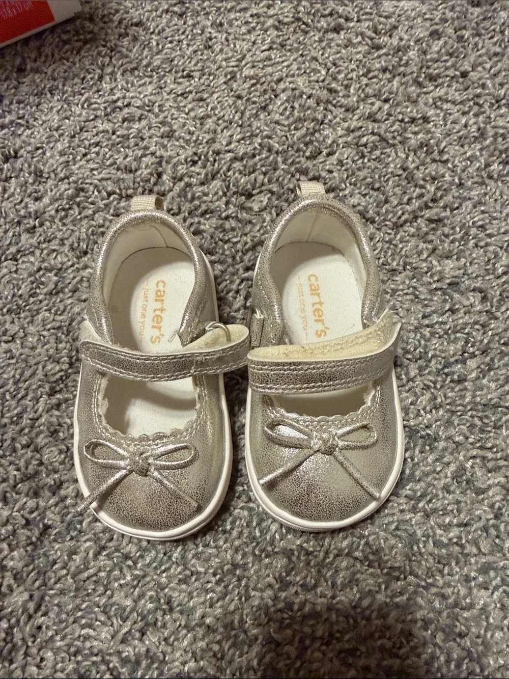 Carter's Shimmery Silver Mary Jane Baby Shoes